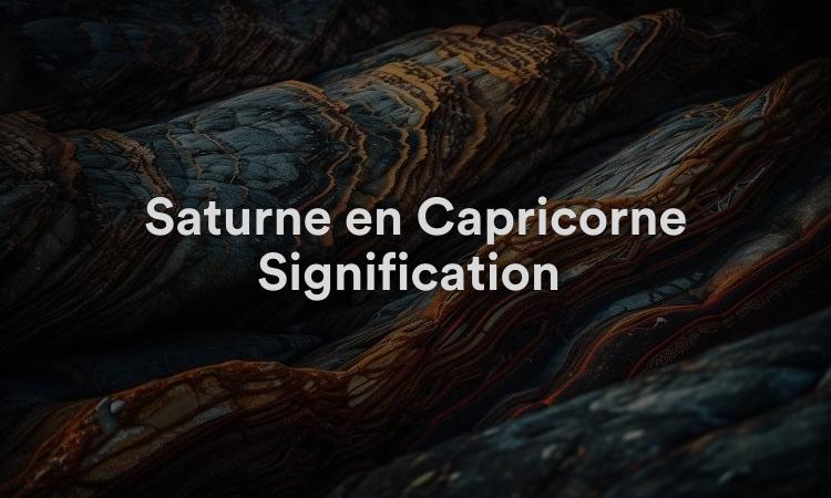 Saturne en Capricorne Signification : être logique et réaliste